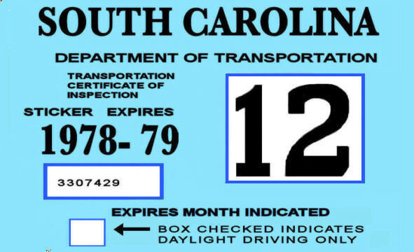 (image for) 1978-79 South Carolina INSPECTION Sticker